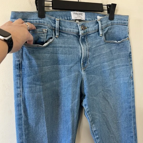 FRAME Le Garçon in Daphne Blue Super Stretch Mid Rise Boyfriend Denim Jeans 32 - Picture 5 of 12